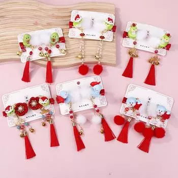 1 пара 2025 года заколка для волос с кисточками в виде змеиного года декоративная заколка для волос детские заколки для волос из смолы декоративные волосы в виде змеи