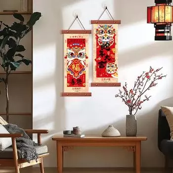 1 пара 2025 новогодних украшений из нетканого материала, подвесной свиток, китайский праздник весны, благословение, иероглифы, украшение для домашнего офиса, стены, двери