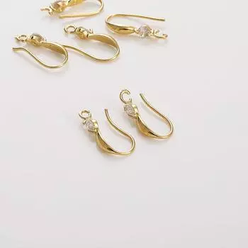 1 пара 20 мм латунный крючок для сережек с фурнитурой для сережек из камня циркон для женщин и девочек Изготовление сережек 20x10mm 2pcs/bag