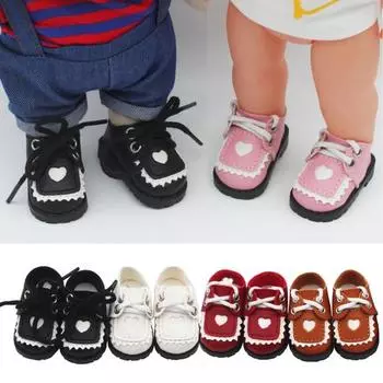 1 пара, 20 см, кукольная обувь, фартук в форме сердца, хлопковые американские куклы, мини-обувь из искусственной кожи, аксессуары для кукол, кукла для мальчиков и девочек, подарок любовнику белый