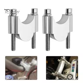 1 пара 22 мм 28 мм профессиональные простые в установке подъемы руля мотоцикла из алюминиевого сплава с ЧПУ подъемы руля мотоцикла, обработанные на станке с ЧПУ 22 mm серебряный