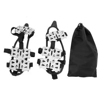 1 пара 24 зубчатых скальных кошек из нержавеющей стали, противоскользящие чехлы для обуви для езды по снегу и льду, серебристый цвет M M серебряный