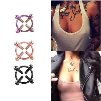 1 пара, 2 предмета, круглое кольцо из нержавеющей стали, без пирсинга, кольцо для сосков, щит, украшения для пирсинга, зажимы для сосков, игра для взрослых для женщин синий