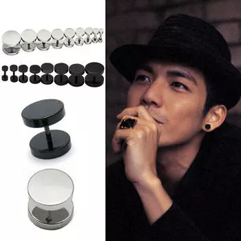 1 пара 2 шт. мужские серьги-гвоздики в стиле панк-готика из нержавеющей стали унисекс 4mm чёрный