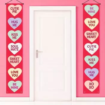 1 пара 30 * 180 см полиэстеровых куплетов в форме сердца на День святого Валентина, подходят для украшения входа и комнаты во время празднования годовщины 2pcs