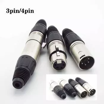 1 пара 3-контактный 4-контактный XLR аудиокабельный разъем MIC Male Plug / Female Jack Professional для кабеля микрофонный провод адаптер питания 1pair 3pin