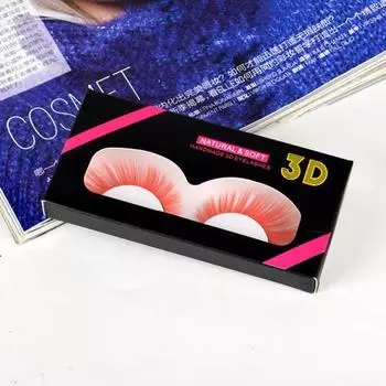 1 пара 3D цветных ресниц Мягкие пушистые ресницы из искусственного волокна 9 мм Наращивание ресниц с насыщенными цветами Хэллоуин Рождество Косплей Макияж Поддельный чёрный