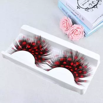 1 пара 3D красочных накладных ресниц мягкие пушистые искусственные цветные перья наращивание ресниц Хэллоуин косплей макияж накладные ресницы вечерние макияж красный