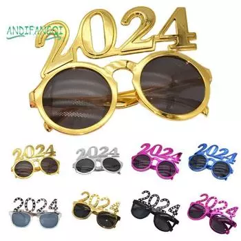1 пара 3D-очков для вечеринки с Новым годом - очки с инкрустацией блестящими стразами 2024, рождественский номер, реквизит для вечеринки F