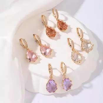 1 пара, 4 цвета, серьги с кубическим цирконием в виде капель воды для женщин, изысканные свадебные простые модные вечерние украшения белый