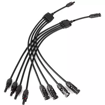 1 пара 4 солнечных панелей Разъемы для солнечных панелей Водонепроницаемый солнечный кабель Параллельный разветвитель PV Group Line чёрный