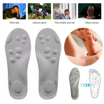1 пара 4D Cloud Insoles Мягкая дышащая амортизирующая пена с эффектом памяти Спортивная обувь L зелёный/серый
