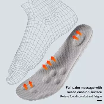 1 пара 4D Cloud Insoles Мягкая дышащая амортизирующая пена с эффектом памяти Спортивная обувь L белый/серый