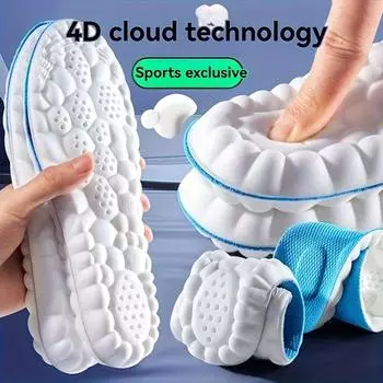 1 пара 4D массажной обуви. Стелька. Сверхмягкая стелька для бега. Корзина для ног. Ортопедическая стелька для свода стопы. 35-36 белый/синий