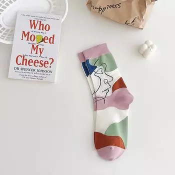 1 пара/5 пар носков средней длины с абстрактным принтом, удобные модные женские носки в трендовом стиле граффити, всесезонные носки для пар One Size