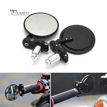 1 пара 7/8-дюймовых универсальных круглых рулей на конце бокового зеркала заднего вида для мотоцикла серебряный