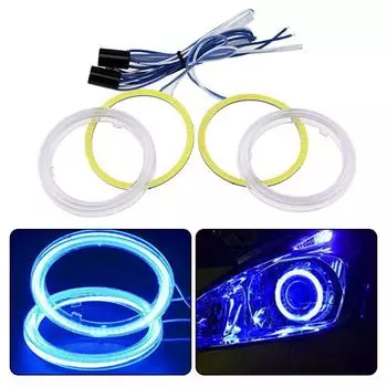 1 пара 80 мм синих COB светодиодных автомобильных колец Halo Angel Eye, фары для автомобилей Angel Eyes, указатели поворота для автомобилей 80mm