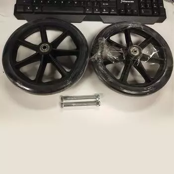 1 пара 8-дюймовых передних колес для инвалидных колясок, твердые шины с подшипниками, твердые сменные колеса для инвалидных колясок чёрный