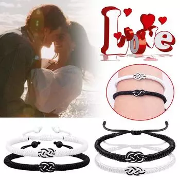 1 пара 8 слов бесконечная любовь парный браслет для женщин ювелирные изделия цепочка парный браслет ручной работы O9K0 B-1set