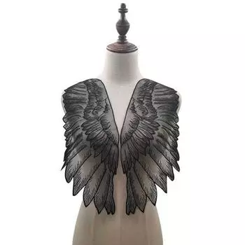 1 пара африканских кружевных тканей с крыльями ангела, свадебные украшения, отделка, сделай сам, водорастворимая вышивка, широкие кружевные ткани чёрный