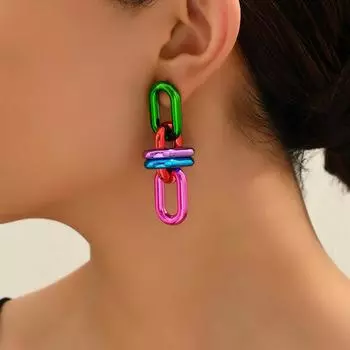 1 пара акриловых легких роскошных серег-цепочек с геометрическим дизайном для женщин в Европе и Америке разноцветный