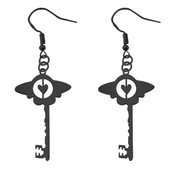 1 пара акриловых серег-подвесок в виде крыльев сердца, серьги для косплея ключа и привидения, модные серьги для ушей, серьги-подвески в виде сердца для женщины, девушки 2