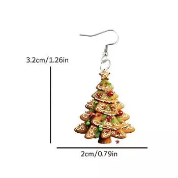 1 пара акриловых висячих сережек в виде рождественской елки для женщин и девочек, милые универсальные серьги-подвески, ювелирные аксессуары, подарки 1Pair