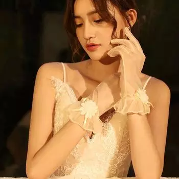 1 пара эластичных свадебных перчаток, свадебное платье, украшение с цветком, кружевное платье, аксессуары, элегантное