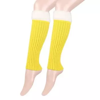 1 пара эластичных толстых мягких зимних плюшевых гетр карамельного цвета, вязаные длинные носки для ног