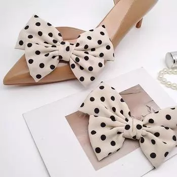 1 пара элегантных бантов с пряжкой для женщин, однотонные точки, клипсы для обуви, свадебная обувь, украшения для обуви, аксессуары