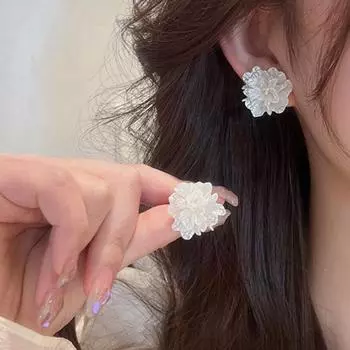 1 пара элегантных больших серег Camellia Sinensis, роскошные блестящие темпераментные универсальные серьги-гвоздики для женщин, свадебные украшения белый