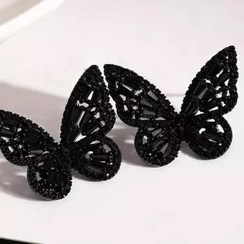 1 пара элегантных черных сережек-гвоздиков в виде бабочек, модная индивидуальная мода, шикарные украшения для ушей для женщин чёрный