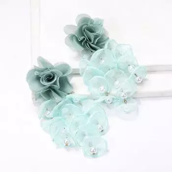 1 пара элегантных многослойных шифоновых кружевных сережек-подвесок с длинными многослойными лепестками, милые серьги-подвески с искусственным жемчугом для девочек, ювелирные изделия, подарок красный