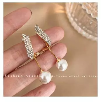 1 пара элегантных серег-капель с искусственным жемчугом, женские изящные серьги-капли с длинной бахромой и кристаллами