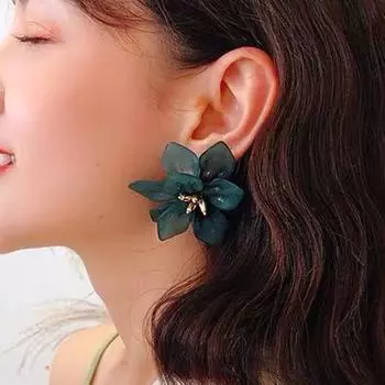 1 пара элегантных серег с преувеличенным темпераментом, акриловые серьги-клипсы в винтажном стиле с цветком, ювелирный аксессуар I