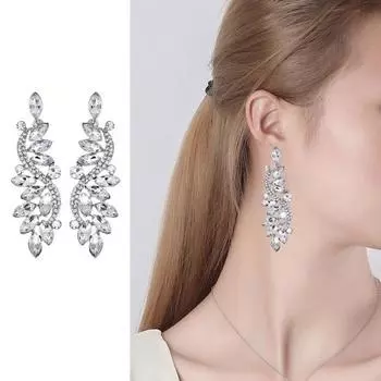 1 пара элегантных серег со стразами, роскошные свадебные блестящие серьги-гвоздики для женщин и девочек