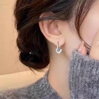 1 пара элегантных серег в форме сердца, матовые медные висячие серьги, женские серьги-кольца, ювелирные изделия, подарок 2pcs серебряный