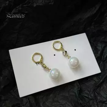 1 пара элегантных висячих серег во французском стиле из искусственного жемчуга, инкрустированные блестящими стразами, свадебные серьги с пряжкой, ювелирные аксессуары, подарок золотистый