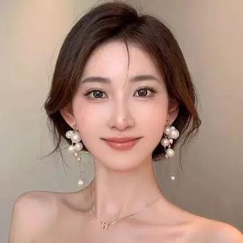 1 пара элегантных жемчужных длинных сережек-кисточек, висячие серьги для женщин и девочек, модные блестящие серьги, свадебные украшения, подарки onesize