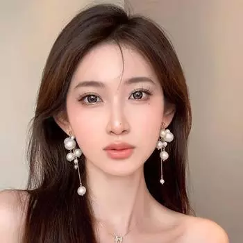 1 пара элегантных жемчужных длинных сережек-кисточек, висячие серьги для женщин и девочек, модные блестящие серьги, свадебные украшения, подарки 1Pair
