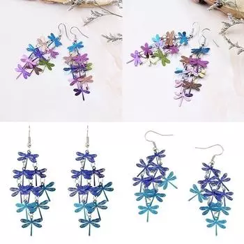 1 пара элегантных женских сережек-гвоздиков в виде стрекозы 1