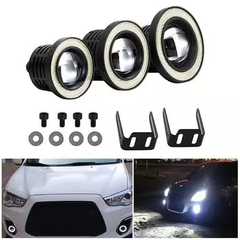 1 пара ангельских глазок Halo для автомобиля, внедорожника, грузовика, противотуманные фары, лампа для проектора, DRL COB, светодиодные лампы M чёрный