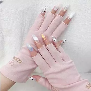 1 пара анти-УФ-перчаток для ногтей, УФ-гель-защитные перчатки без пальцев, маникюрные инструменты для дизайна ногтей, светодиодная лампа, сушилка для ногтей, радиационная ручная работа love фиолетовый