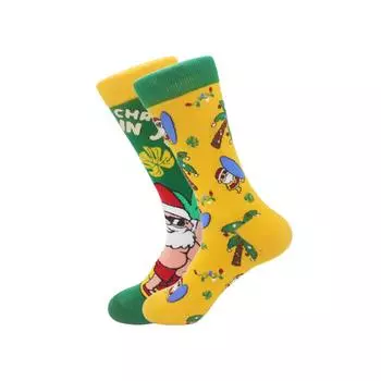 1 пара асимметричных женских носков на осень и зиму, новые рождественские носки со стороной AB, мужские носки Amazon Santa Claus, средняя трубка из искусственной кожи One Size