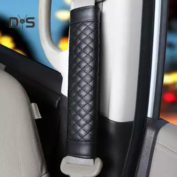 1 пара автомобильных клетчатых ремней безопасности из искусственной кожи, наплечников, чехлов one size чёрный