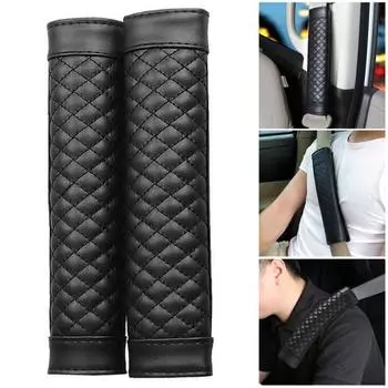 1 пара автомобильных ремней безопасности из искусственной кожи в клетку, мягкие подплечники, чехол