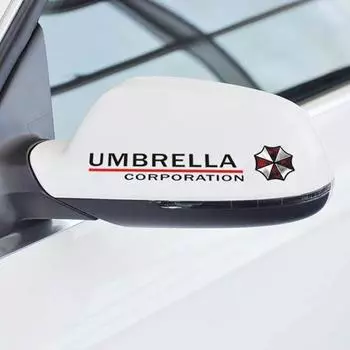 1 пара автомобильных зеркал заднего вида Umbrella Corporation, светоотражающие наклейки, украшение белый