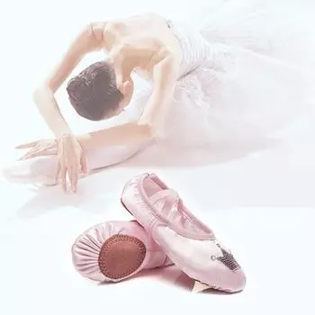 1 пара балетных туфель для девочек, мягкие блестки с короной, противоскользящая эластичная лента из искусственного шелка, дышащие, износостойкие, для малышей, больших детей 28 красный