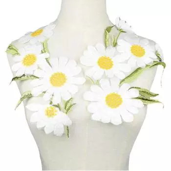 1 пара белой кружевной ткани с подсолнечником, цветочной нашивки, кружевной аппликации Venise