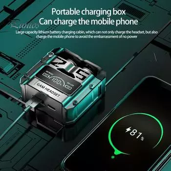 1 пара беспроводных наушников с низкой задержкой, механический стиль, стереозвук, светодиодный цифровой дисплей, Hi-Fi звуковой эффект, телефонные звонки, эргономичный дизайн чёрный